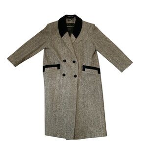 Elegant Women's Black and Gray Pea Coat